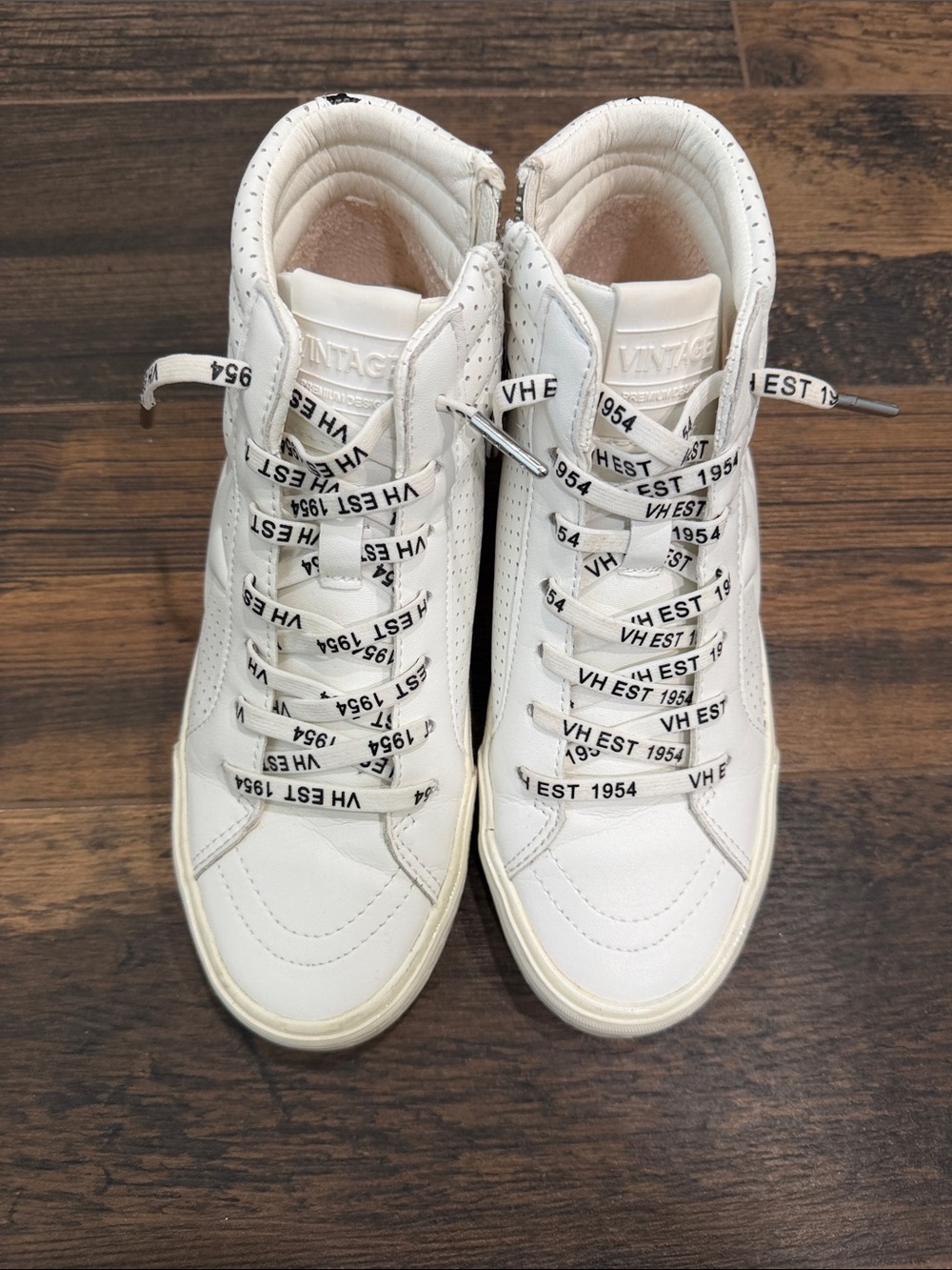 Vintage Havana White High-Top Sneakers with Black-Print Laces